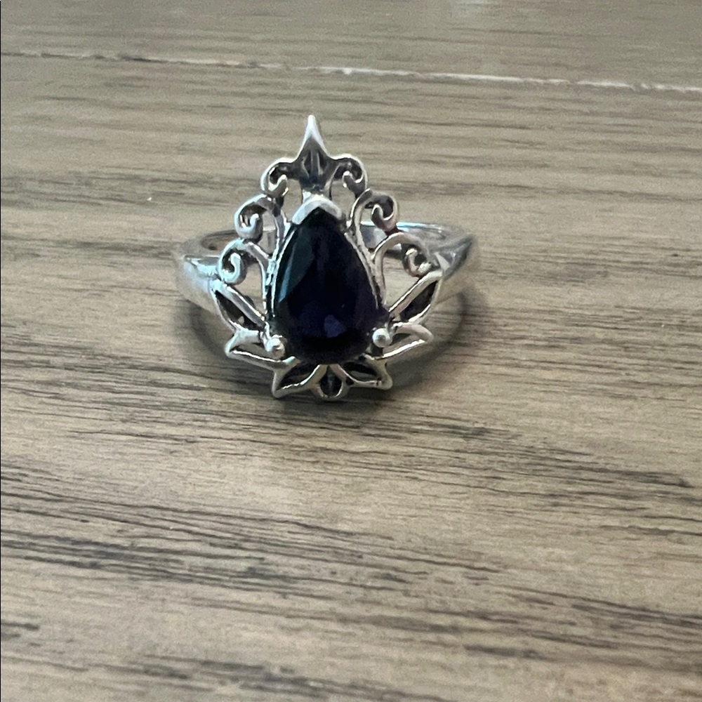 Sterling Silver Ring with Sapphire Gemstone